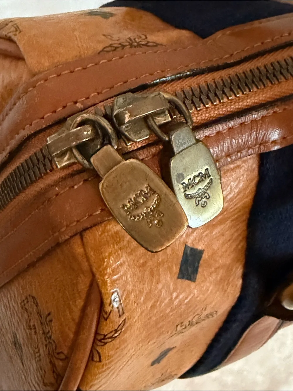 MCM Cognac Visetos | Boston bag